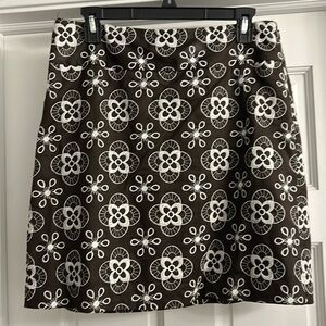 Loft brown/white vintage straight skirt 2000s Sz 6